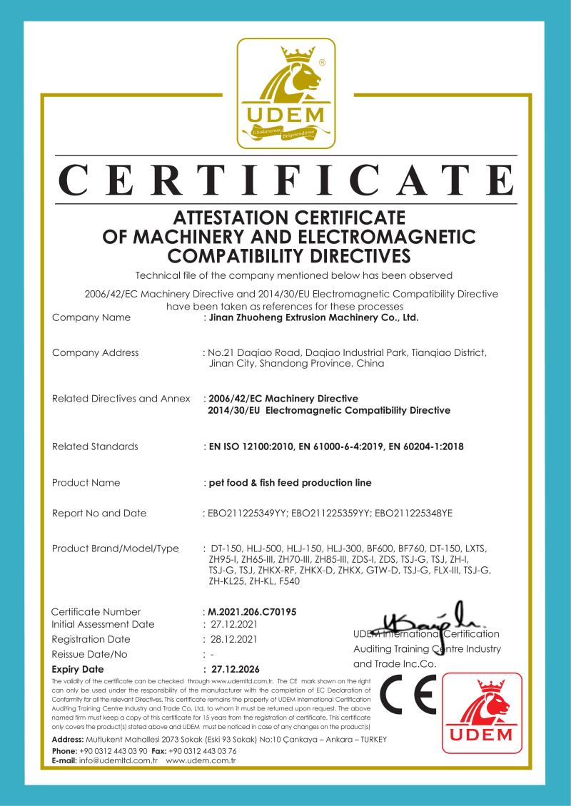 Global Cases & Installations | Turnkey Extrusion Lines | Zhuoheng CE certification for Zhuoheng pet food and fish feed extrusion lines