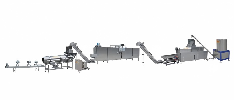 Fully automated continuous twin-screw TVP extrusion production line in Jinan Zhuoheng factory.