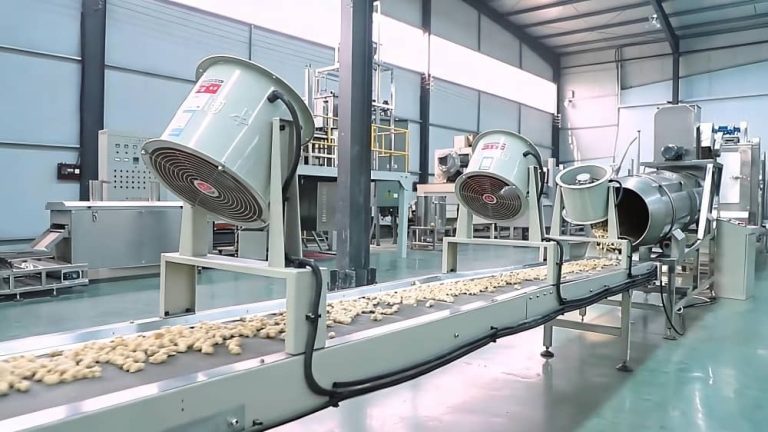 Advanced twin-screw extruder equipped with a long thermodynamic cooling die for producing High-Moisture Meat Analogs (HMMA).