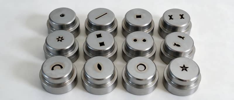 High-precision stainless steel extrusion dies for puff snack extruders.