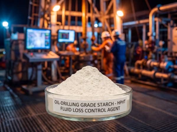 API Spec 13A compliant modified starch powder for drilling mud fluid loss control.