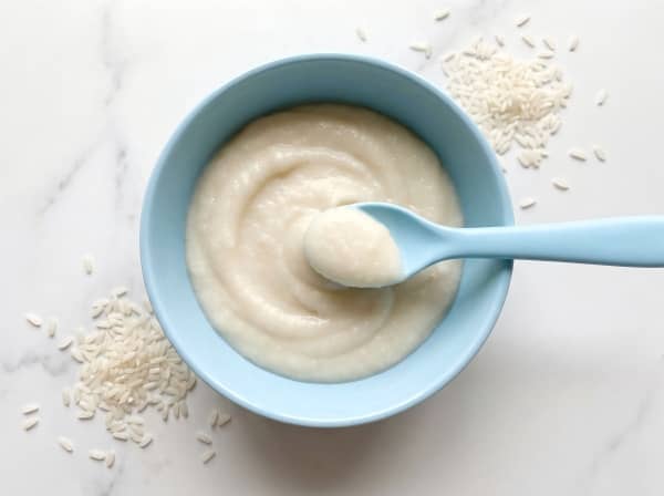 Highly digestible infant rice cereal with instant solubility in warm milk.