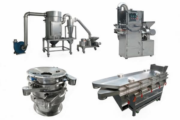 WFJ ultrafine pulverizer grinder and S49 rotary vibrating screen.